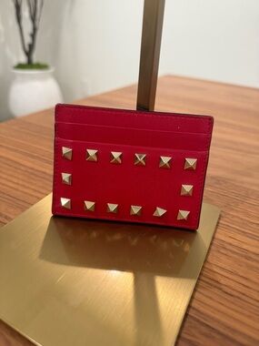 Valentino Red Rockstud Card Holder